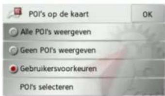 POI's op de kaart Alle POI's weergeven Geen POI's weergeven Gebruikersvoorkeuren POI's selecteren