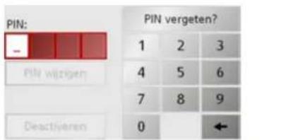 PIN: PIN wizigen Deactivenen PIN vergeten? 1 2 3 4 5 6 7 8 9 0 ←