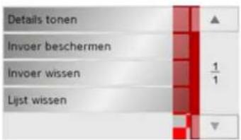 Details tonen Invoer beschermen Invoer wissen Lijst wissen