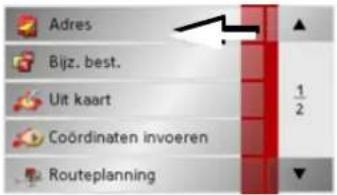 Adres Bijz. best. Uit kaart Coördinaten invoeren Routeplanning