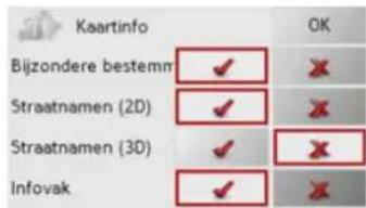 Kaartinfo Bijzondere bestemm ✓ Straatnamen (2D) ✓ Straatnamen (3D) ✓ Infovak ✓ OK ✗ ✗ ✗