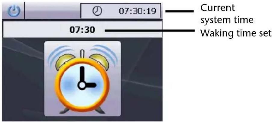 07:30:19 07:30 Current system time Waking time set