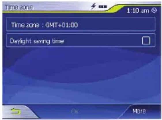Time zone 1:10 am Time zone : GMT+01:00 Daylight saving time Ok More