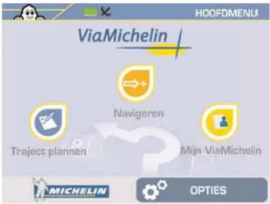 HOOFDMENU ViaMichelin Navigatoren Traject plannen Mijn ViaMichelin MICHELIN OPTIONS
