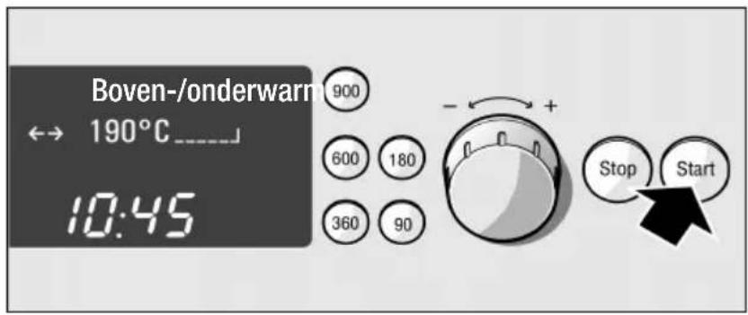 Boven-/onderwarm ↔ 190°C 10:45 900 600 180 360 90 - + Stop Start