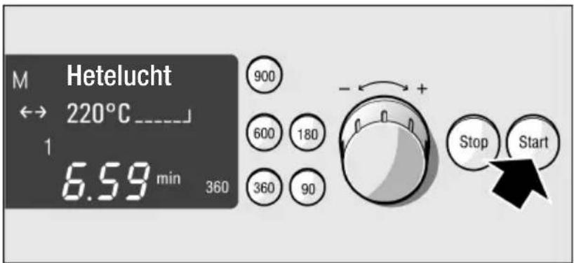 M Hetelucht ↔ 220°C ---- 1 6.59 min 360 900 600 180 360 90 Stop Start