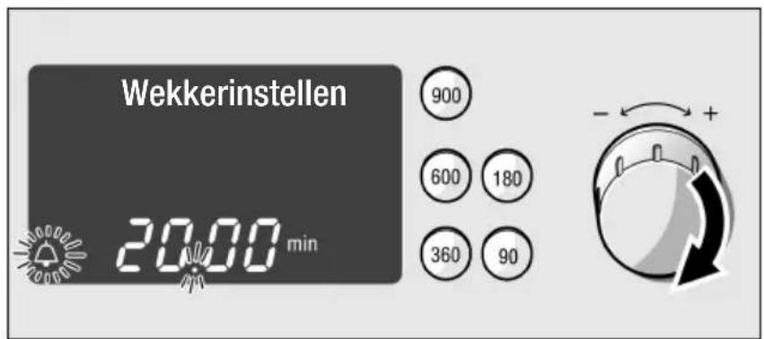 Wekkerinstellen 20.00 min 900 600 180 360 90 - +