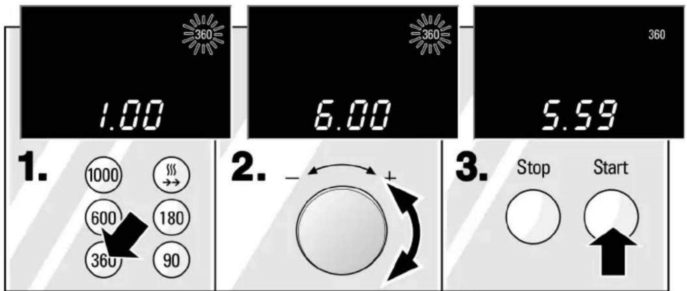 1.00 360 6.00 360 5.59 1. 1000 600 360 90 2. - + 3. Stop Start