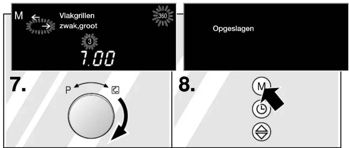 M ← Vlakgrillen zwak,groot 3 7.00 360 Opgeslagen 7. P 8. M ← ← ← ←