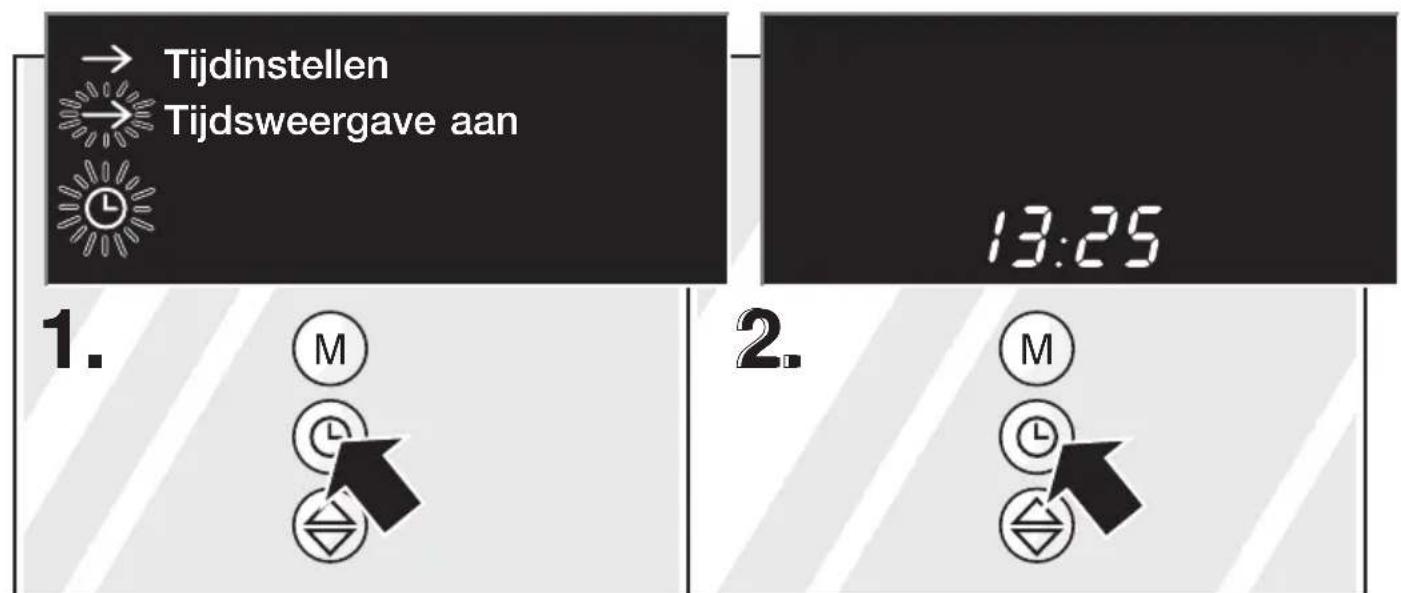 → Tijdinstellen → Tijdsweergave aan 1. M 2. M M M