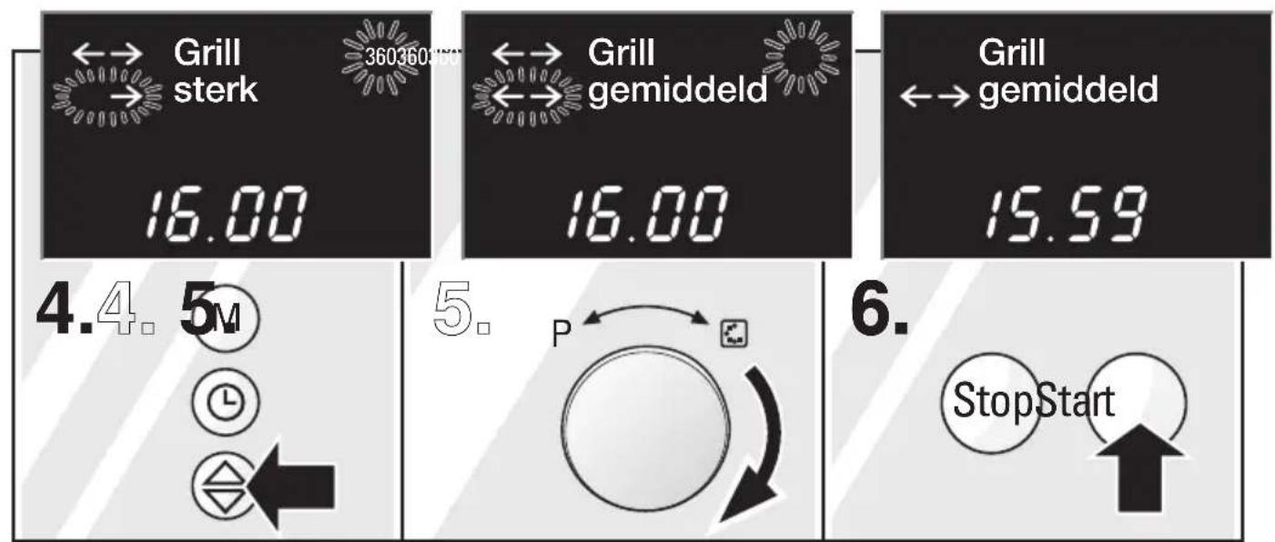 Grill sterk 360360360 16.00 Grill gemiddeld 16.00 Grill gemiddeld 15.59 4.4. 5m P StopStart