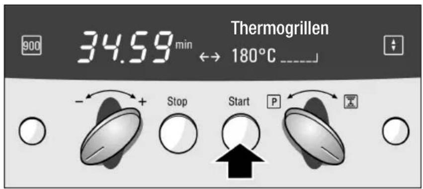 Thermogrillen 34.59 min ↔ 180°C ---- - + Stop Start P