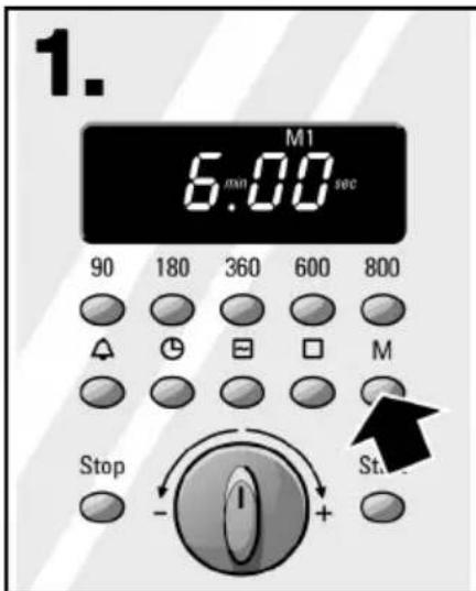 1. M1 6:00 sec 90 180 360 600 800 Stop - + Start