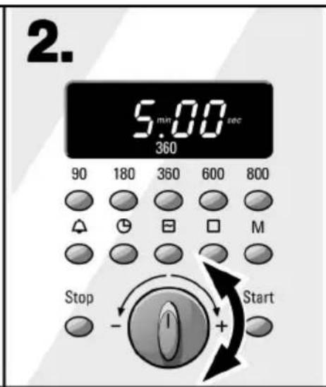 2. 5 min 00 sec 360 90 180 360 600 800 Stop - + Start