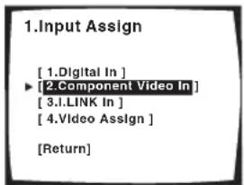 PIONEER VSA-AX10AI - Stel in op 'Component Video In' in het Input Assign menu en druk op ENTER. - 1