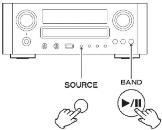 TEAC CR-H700S - Als u de instellingen handmatig wilt initialiseren, houd dan in standby-modus de toets SOURCE en de toets Afspelen/Pauze (▶/II) meer dan 4 seconden ingedrukt. - 1