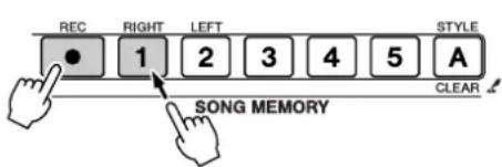 REC RIGHT LEFT STYLE 1 2 3 4 5 A SONG MEMORY CLEAR