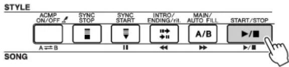 STYLE ACMP ON/OFF SYNC STOP SYNC START INTRO/ ENDING/rit. MAIN/ AUTO FILL START/STOP A ⇌ B I A/B ▶/■ ▶/■ SONG
