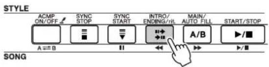 STYLE ACMP ON/OFF SYNC STOP SYNC START INTRO/ ENDING/RIT. MAIN/ AUTO FILL START/STOP A ⇌ B I A/B ▶/■ ▶/■ SONG