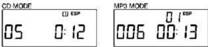 CD MODE 05 0:12 MP3 MODE 01 ESP 006 00:13