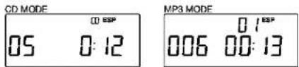 CD MODE 05 0:12 MP3 MODE 01 ESP 006 00:13