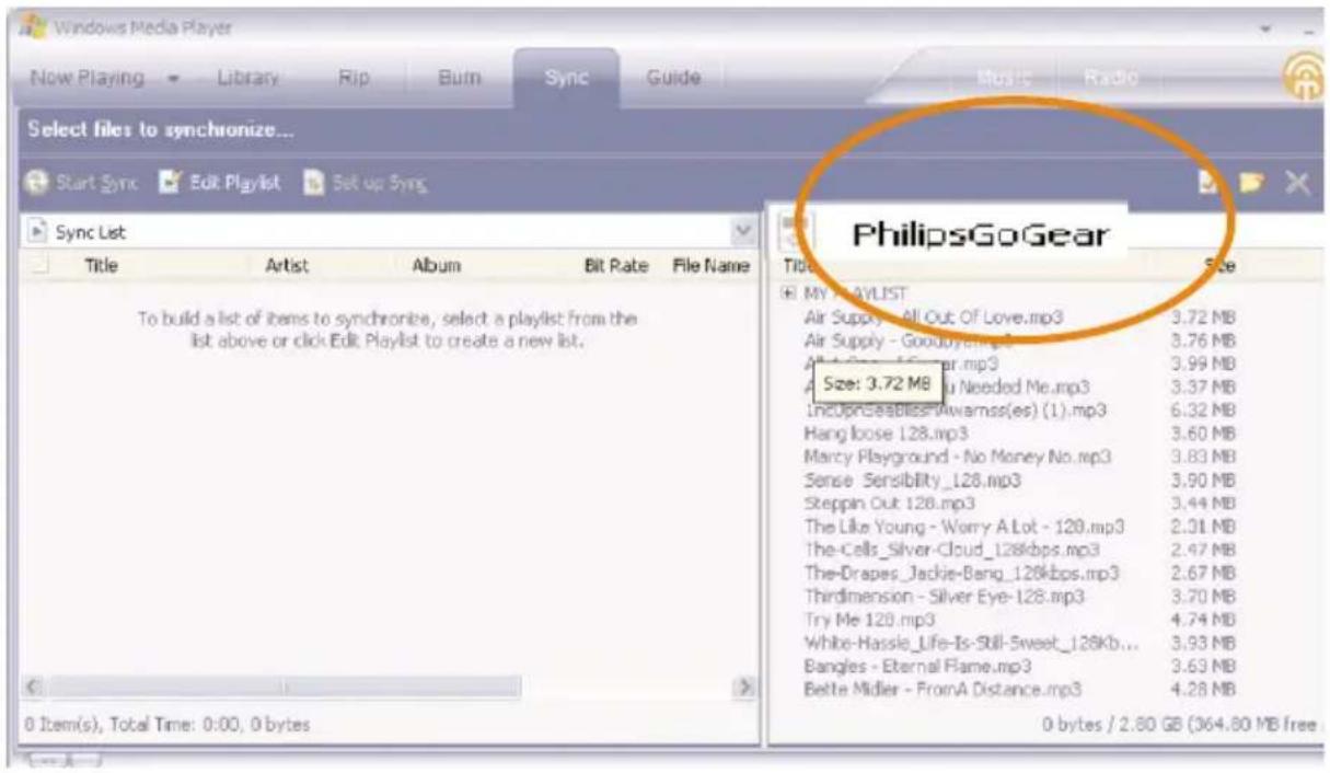Windows Media Player Now Playing Library Rip Burn Sync Guide Music Radio Select files to synchronize... Start Sync Edit Playlist Set up Sync Sync List Title Artist Album Bit Rate File Name To build a list of items to synchronize, select a playlist from the list above or click Edit Playlist to create…