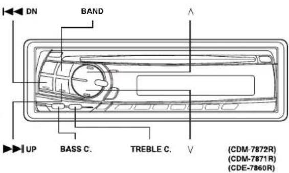 DN BAND ↑ UP BASS C. TREBLE C. (CDM-7872R) (CDM-7871R) (CDE-7860R)