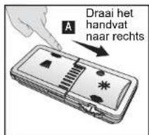 A Draai het handvat naar rechts