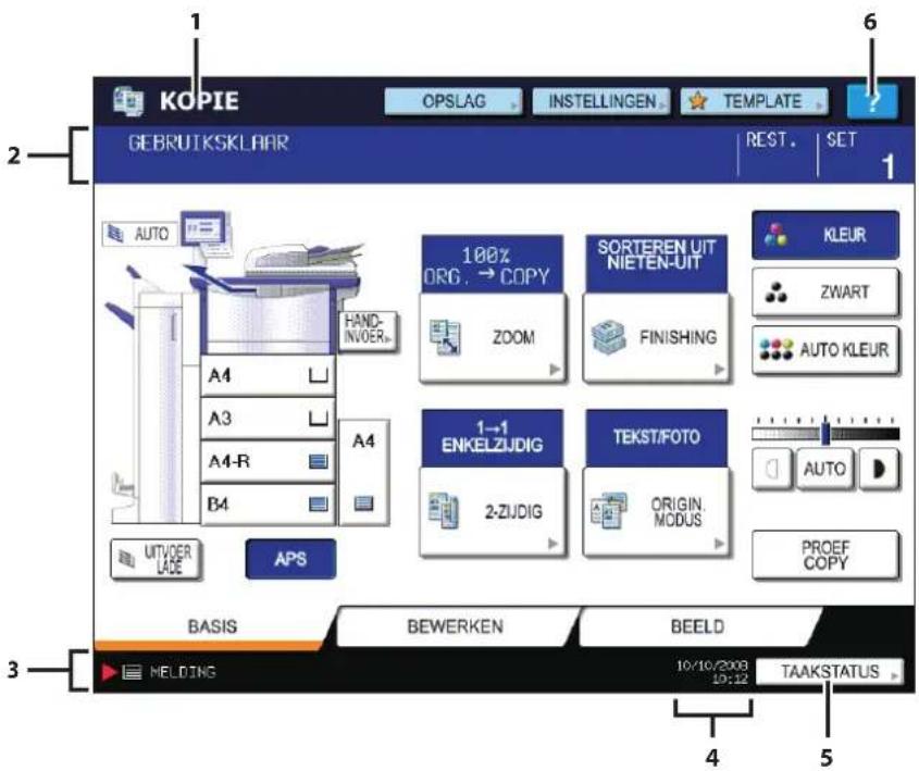 KOPIE OPSLAG INSTELLINGEN TEMPLATE GEBRUIKSKLAR REST. SET 1 2 AUTO HAND-INVOER A4 A3 A4-R B4 100% ORG. → COPY ZOOM SORTEREN UIT NIETEN-UIT FINISHING 1→1 ENKELZUDIG 2-ZIJDIG TEKST/FOTO ORIGIN. MODUS PROEF COPY AUTVOER LADE APS BASIS BEWERKEN BEELD MELDING 10/10/2009 10:12 TAAKSTATUS 4 5