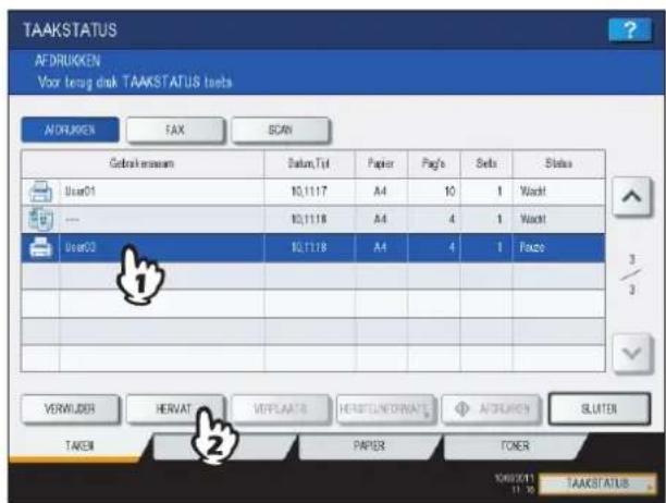 TAAKSTATUS AFDRUKKEN Voor terug disk TAAKSTATUS notes AIDRUKEN FAX SCAN Gebrafenzenam Datum,Tid Papier Page's Sets Status User01 10.1117 A4 10 1 Wacht --- 10.1118 A4 4 1 Wacht User02 10.1118 A4 4 1 Poze VERWINDER HERVAT VEPLATS HERSTLINEORATE AIDRUKEN SLUTEN TAKEN PAPER TONER 10/02/11 11.12 TAAKSTATUS