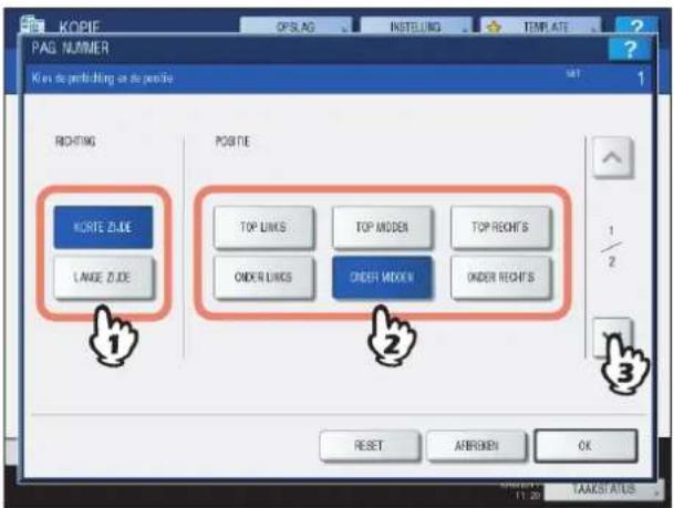 KOPIE PAG NUMBER Kos do preholding as to possible RIGHTING KORTE Z-DE LANGE Z-DE POSTIE TOP LINKS TOP MODEN TOP RECH'S ORDER LINKS ORDER MODEN ORDER RECH'S 1/2 2 3 RESET AFTERMEN OK TAAKSTATUS 11.20