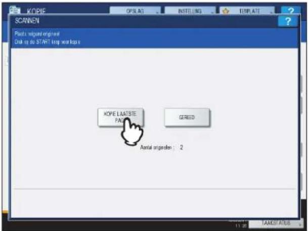 KOPE OPSL AG INSTEELING TEMPLATE ? Plants required original Disk op do START loop work kape KOPE LAATSTE PASS GERED Aantal originen : 2 11:28 TAAKSTATUS