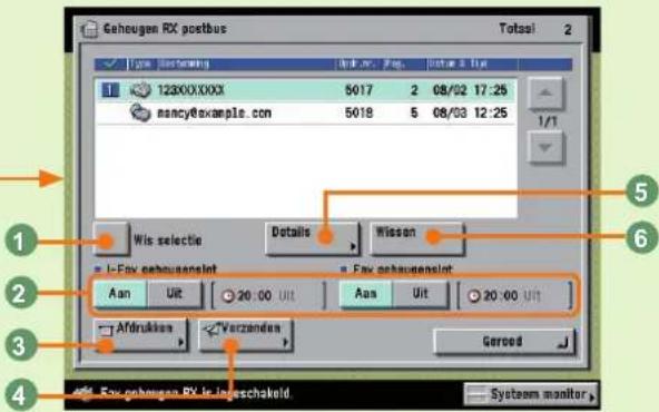 Gehougen RX postbus Totsai 2 Type: 000000000 1230000000 5017 2 08/02 17:25 nancy@example.com 5018 5 08/03 12:25 Wis selectie Details Wissen I-Fax gehausenslot Aan Uit 20:00 UIt Aas Uit 20:00 UIt Afrikaakien Verzenden Gered Fox gehausen RX is ingeschakeld System monitor