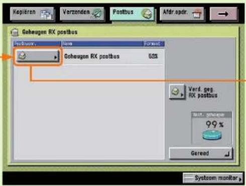 Geheugen RX postbus Postbus Name Format Geheugen RX postbus 53% Verd. geg. RX postbus 99% Gereed System monitor