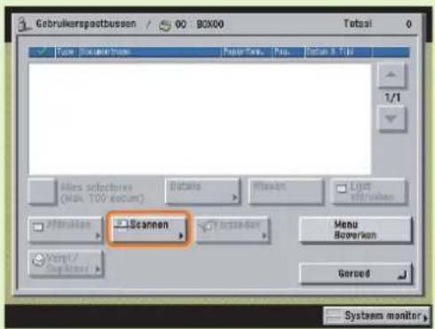 Gebruikerepostbussen / 00 BOX00 Tatsai File Edit View Help Print Copy & Print 1/1 Allies sellectrums (Mix. 100 descurs) Details Mission Light Affirksien Scannen Enteroiden Menu Rowerkern Vorp1/ Dependent Gorced System monitor,