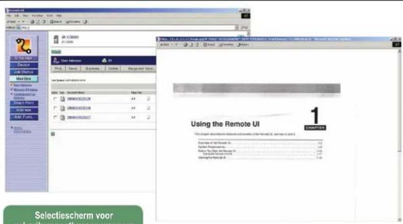 Selectiescherm voor gebrikersposthuenen wannper Using the Remote UI 1 CHAPTER