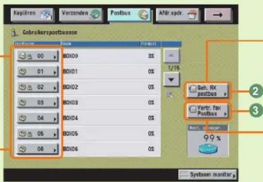 Gobrokerspostbussen 00 BOX10 3% 01 BOX1 0% 02 BOX2 0% 03 BOX3 0% 04 BOX4 0% 05 BOX5 0% 06 BOX6 0% T/15 Geh. RX postbus Yerr. fax Postbus Rest. 1 System monitor