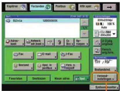 Kapitoren Verzenden Postbus Aflir.apdr. Bef. 1 Silvia 123000000X 1/1 Adres- book Network air book Cc Bcc Op- rejoen Fax E-mail I-Fax Bestand Opt. in postbus Verz. a. mizoff Favorieten Snellenzen Nieuw adres Opt. System monitor 200x200dpi 100% Auto Cir/BW 200x200 2-1JDig orgiven Versch. org.furn. Bestanders. TIFF / PDF Bestandaind Verzend- installingen Systems monitor