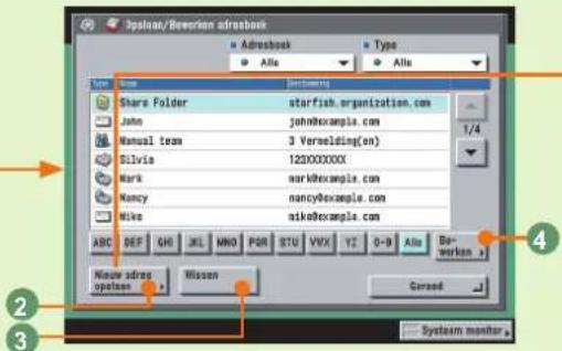 Options/Beworden addressbook Addressbook Type Alle Alle Name Description Share Folder starfish.organization.com John john@example.com Manual team 3 Verreiding(en) Silvia 1200000000 Mark mark@example.com Nancy nancy@example.com Mike mike@example.com ABC DEF GH JL MNO FOR STU VXX YZ O-B Ali Be- New address system Mission Grossed System monitor