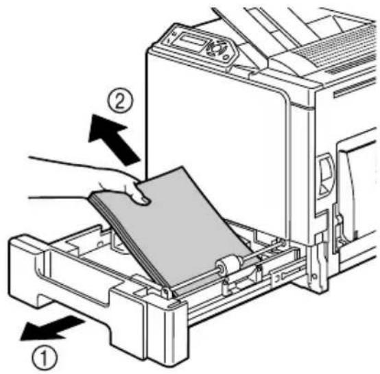 KONICA MINOLTA Magicolor 5440DL - Oplossen van een storing in het mediumtransport in lade 1 - 7