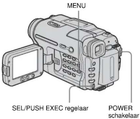 MENU SEL/PUSH EXEC regelaar POWER schakelaar