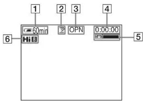 1 2 3 4 6 Hi8 SP OPN 0:00:00 5