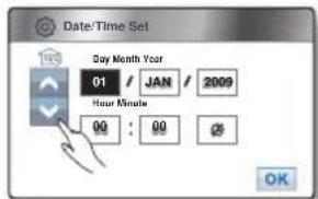Date/Time Set Day Month Year 01 / JAN / 2009 Hour Minute 00 : 00 OK