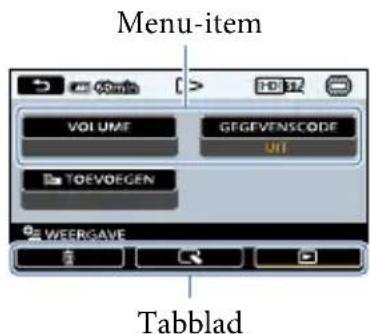 Menu-item VOI UMAF GTEGFVENSCODE UI TOEVOEGEN WEERGAVE Tabblad