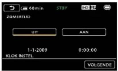 60min STBY HSP ZOMERTUD UIT AAN 1-1-2009 0:00:00 KLOK INSTEL. VOLGENDE