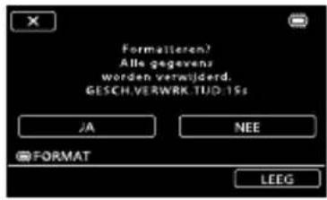 Formatteren? Alle gegevens worden verwijderd. GESCH.VERWRK.TUD.15s JA NEE FORMAT LEEG