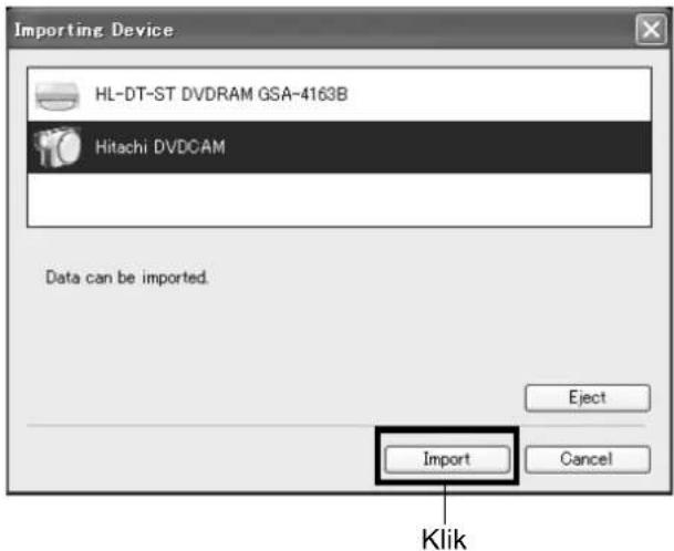 Importing Device HL-DT-ST DVDRAM GSA-4163B Hitachi DVDCAM Data can be imported. Import Eject Cancel Klik