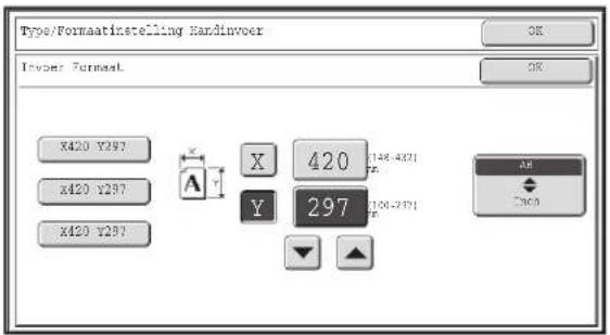 Type/Formatinstelling Handinvoer Invoer Formaal X420 Y297 X420 Y297 X420 Y297 X 420 [158,432] Y 297 [100,297] OK OK OK OK OK OK