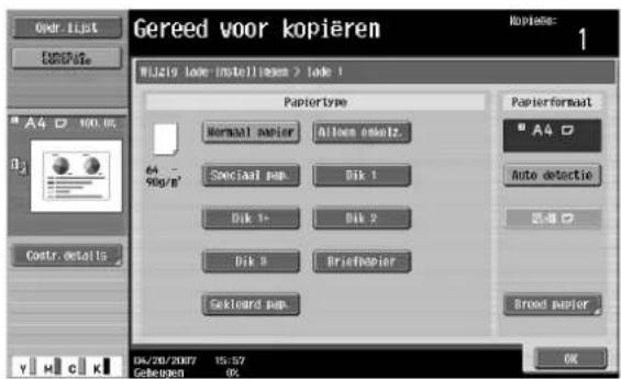 Océ CS250 - Selecteer de geschikte instelling voor het type speciaal papier dat is geplaatst. - 1