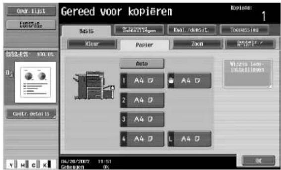 Océ CS250 - Druk op de knop voor lade 1. - 1
